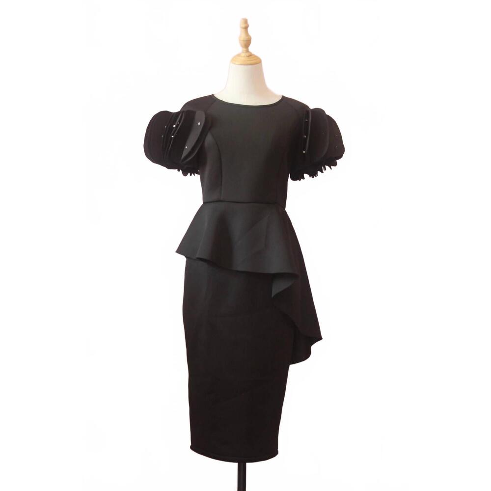 NEW TANTRA women's ruffle rhinestones dress in black